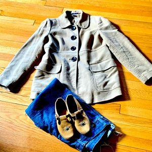 🌻GAP Medium Camel Fall Coat Peter Pan collar large brown buttons Lined Cotton🌻